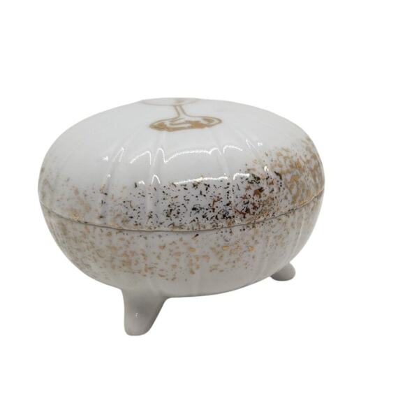 Vintage Trinket Ring Gift Box Bone China Champagne Wine Glass Top Audre' Calif - Picture 4 of 14